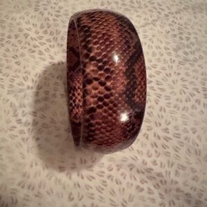 Y2K Snake Print Bangle Bracelet - Brown and Black
